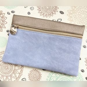 BareMinerals limited edition small blue & bronze cosmetic bag